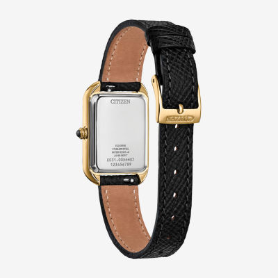 Citizen Womens Black Leather Strap Watch Em1192-01e, Color: Black