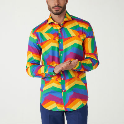 Opposuits Zig Zag Rainbow Mens Long Sleeve Dress Shirt