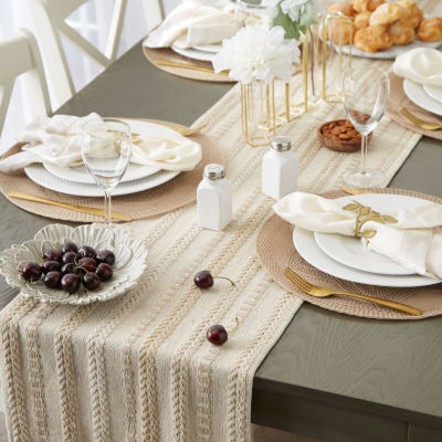 Design Imports Vintage Linen Braided Stripe Table Runner