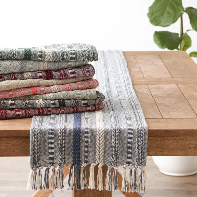 Design Imports Vintage Linen Braided Stripe Table Runner