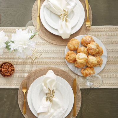 Design Imports Vintage Linen Braided Stripe Table Runner