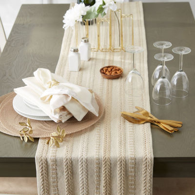 Design Imports Vintage Linen Braided Stripe Table Runner