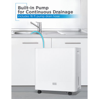 Black+Decker 4500 Sq Ft Dehumidifier With Built-In Drain Pump For Large Spaces Energy Star Digital BD50PMWSA