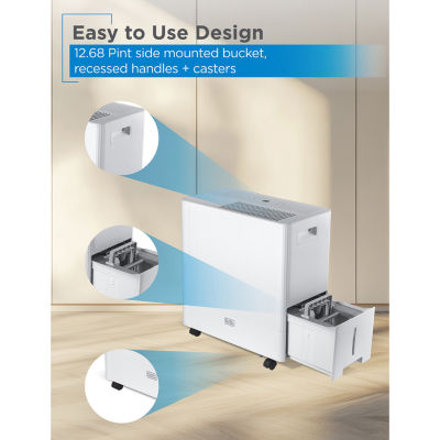 Black+Decker 4500 Sq Ft Dehumidifier With Built-In Drain Pump For Large Spaces Energy Star Digital BD50PMWSA