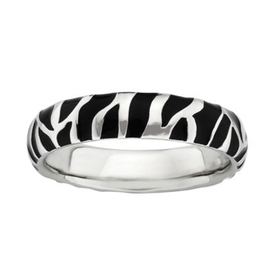 Personally Stackable Sterling Silver Animal Print Enamel Ring