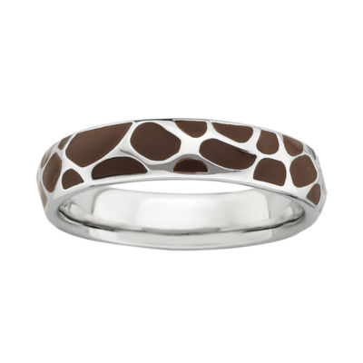 Personally Stackable Sterling Silver Giraffe Print Enamel Ring