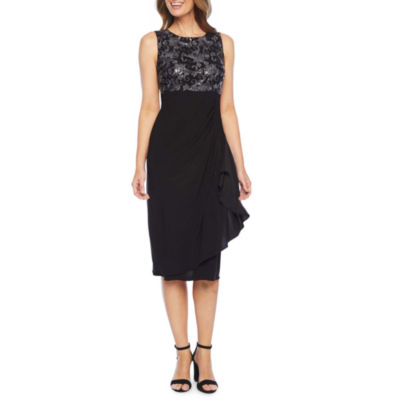 Maya Brooke 3/4 Sleeve Sequin Jacket Dress
