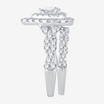 Signature By Modern Bride Womens 2 CT. T.W. Genuine White Diamond 10K White Gold Pear Side Stone Halo Bridal Set