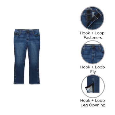 St. John's Bay Secretly Slender Womens Plus Mid Rise Adaptive Hidden Access Opening Straight Leg Jean