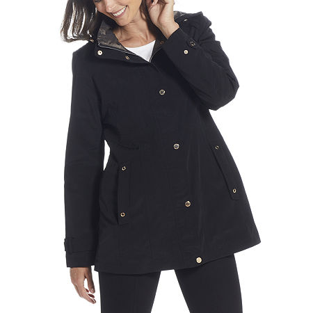 Gallery Midweight Hooded Womens Raincoat, Small, Black