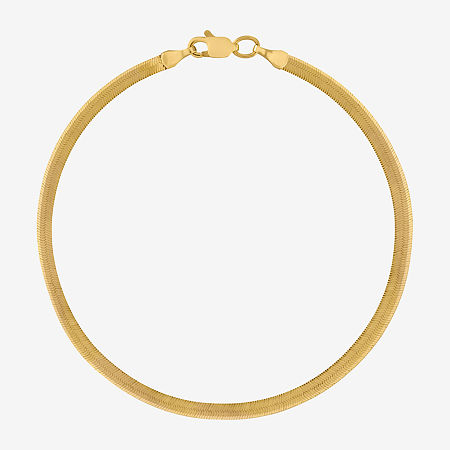 10K Gold 7.25 Inch Solid Herringbone Chain Bracelet, One Size