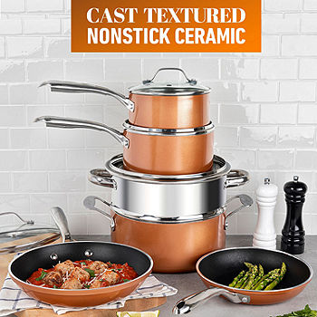 Gotham Steel Stackable Nonstick 10pc Copper Cast Cookware Set