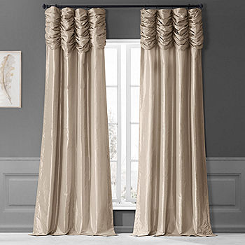 Exclusive Fabrics Furnishing Ruched Faux Silk Taffeta Energy Saving Light Filtering Rod Pocket Single Curtain Panel Jcpenney
