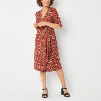 Midi flared dress with polka dot print