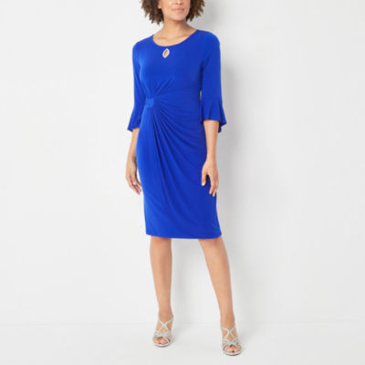 Connected Apparel 3/4 Sleeve Sheath Dress, Color Deep Coblt JCPenney