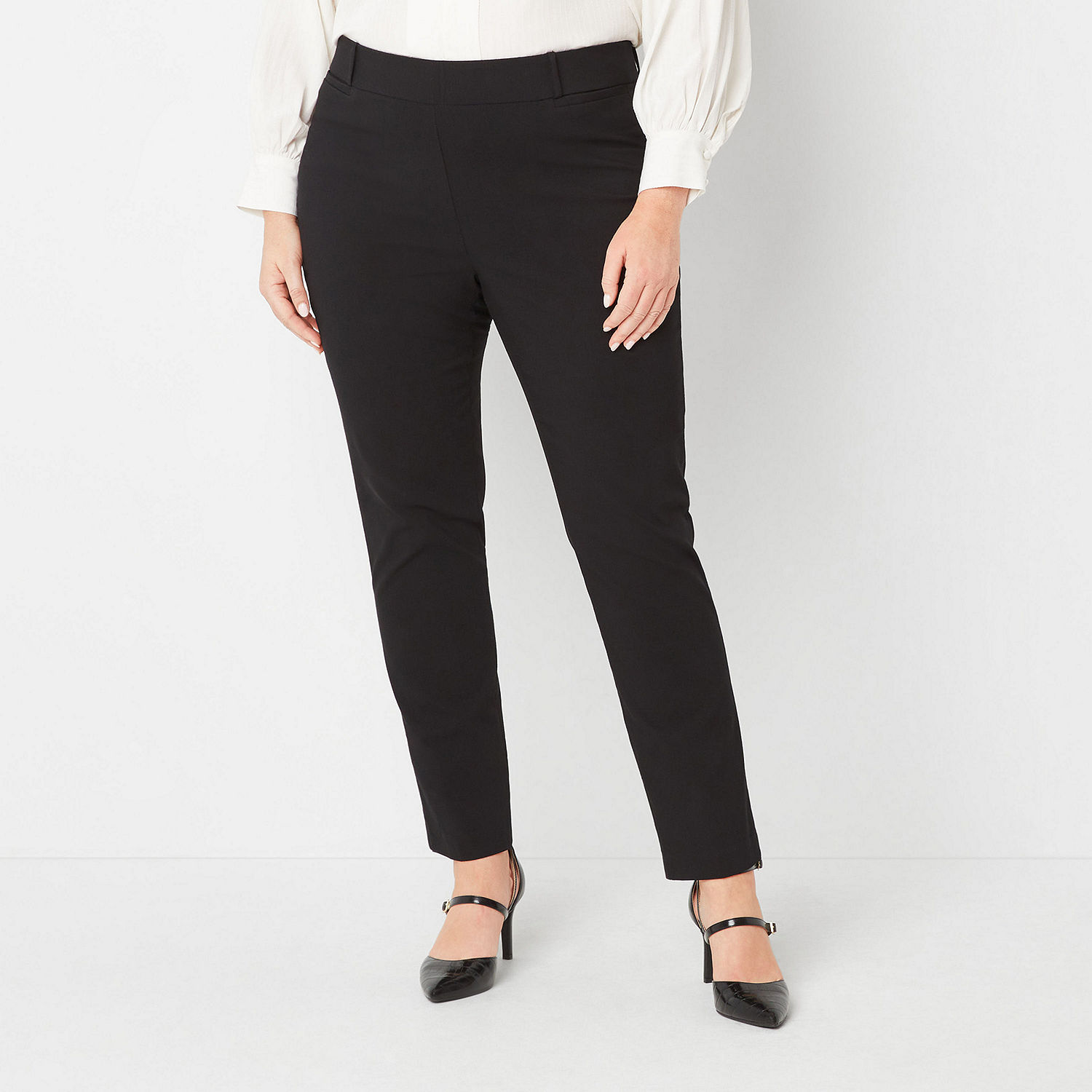Liz Claiborne Plus Womens Amy Mid Rise Straight Pull-On Pants - JCPenney