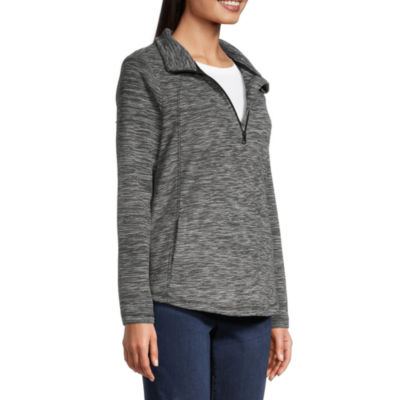 St. John's Bay Polar Fleece Womens Long Sleeve Quarter-Zip Pullover