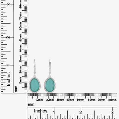 Silver Treasures Genuine Stone Amazonite Sterling Silver Oval Drop Earrings