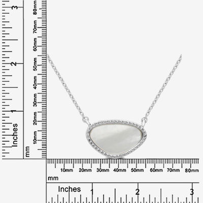 Silver Treasures Genuine Stone Mother Of Pearl Sterling Silver 18 Inch Rolo Pendant Necklace