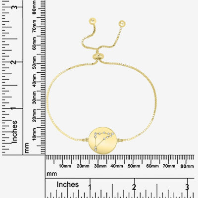 Sparkle Allure Zodiac Coin Crystal 14K Gold Over Brass Round Bolo Bracelet