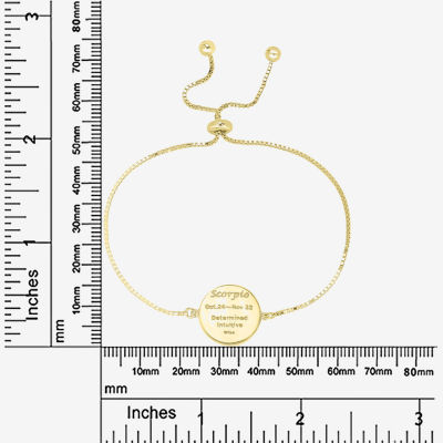 Sparkle Allure Zodiac Coin Crystal 14K Gold Over Brass Round Bolo Bracelet