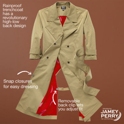 Jamey Perry x JCPenney Womens Adaptive 3/4 Sleeve Trench Coat