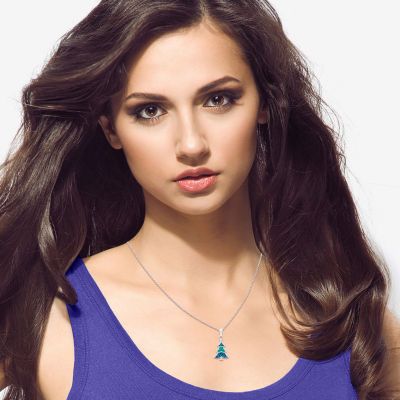 Womens Lab Created Green Opal Sterling Silver Pendant Necklaces