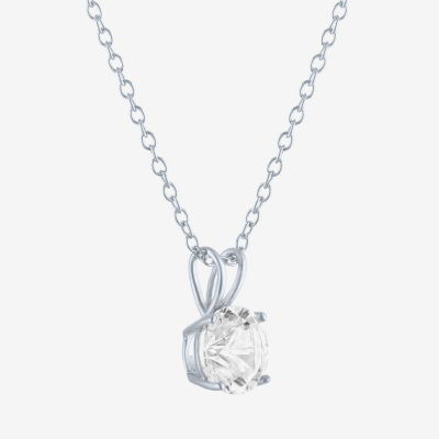 YES PLEASE! Womens Lab Created White Sapphire Sterling Silver Pendant Necklace