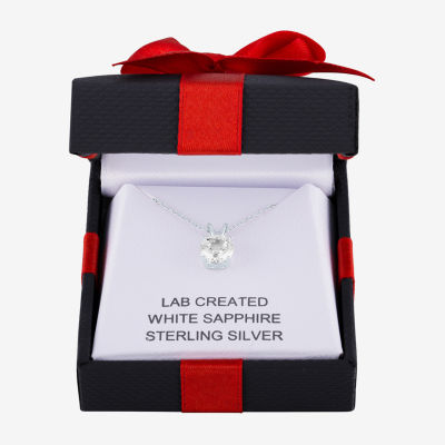 YES PLEASE! Womens Lab Created White Sapphire Sterling Silver Pendant Necklace