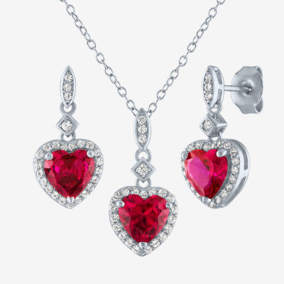 Yes, Please! Lab Created Red Ruby Sterling Silver Heart 2-pc. Jewelry Set