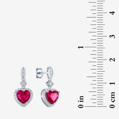 Yes, Please! Womens Lab Created Red Ruby Sterling Silver Heart 2-pc. Jewelry Set