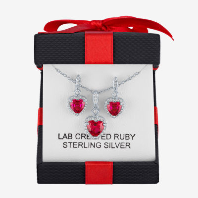 Yes, Please! Lab Created Red Ruby Sterling Silver Heart 2-pc. Jewelry Set