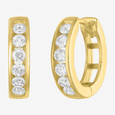 Yes, Please! Womens Lab Created White Sapphire 14K Gold Over Silver Round 2 Pair Earring Set