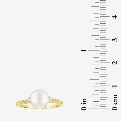 Yes, Please! Womens 8MM White Cultured Freshwater Pearl 14K Gold Over Silver Cocktail Ring