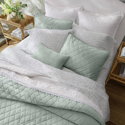 Laura Ashley Diamond Stitch Velvet Quilt Set