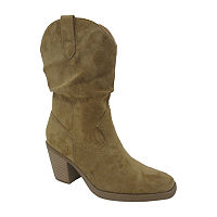 Pop Womens Framework Stacked Heel Slouch Boots, 7 1/2 Medium, White