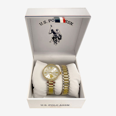 U.S. Polo Assn. Womens Two Tone 2-pc. Watch Boxed Set Usc6023jc