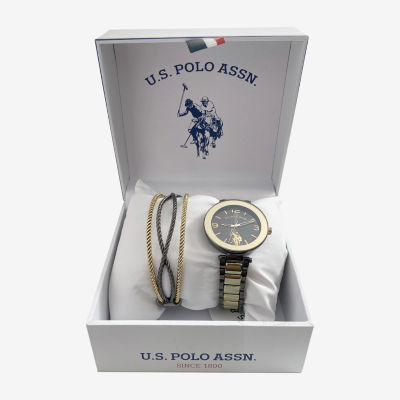 U.S. Polo Assn. Womens Two Tone 2-pc. Watch Boxed Set Usc6029jc