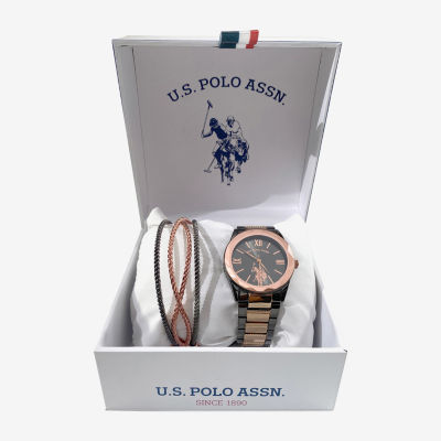 U.S. Polo Assn. Womens Two Tone 2-pc. Watch Boxed Set Usc6034jc