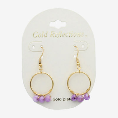 Gold Reflections Jade 14K Gold Over Brass Circle Drop Earrings