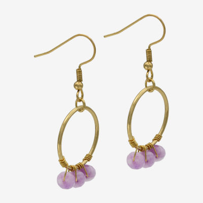 Gold Reflections Jade 14K Gold Over Brass Circle Drop Earrings