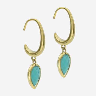 Gold Reflections Glass 14K Gold Over Brass Pear Drop Earrings