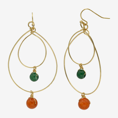 Gold Reflections Orbital Agate 14K Gold Over Brass Drop Earrings