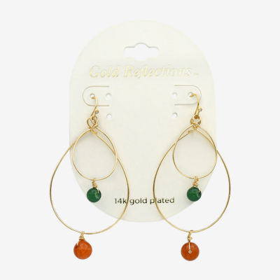 Gold Reflections Orbital Agate 14K Gold Over Brass Drop Earrings