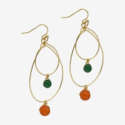 Gold Reflections Orbital Agate 14K Gold Over Brass Drop Earrings