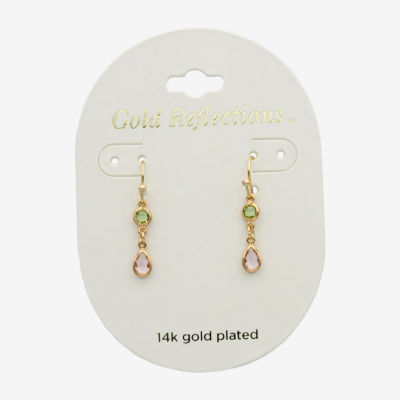 Gold Reflections Crystal 14K Gold Over Brass Drop Earrings