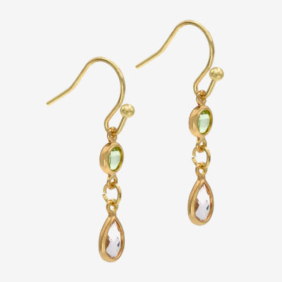 Gold Reflections Crystal 14K Gold Over Brass Drop Earrings