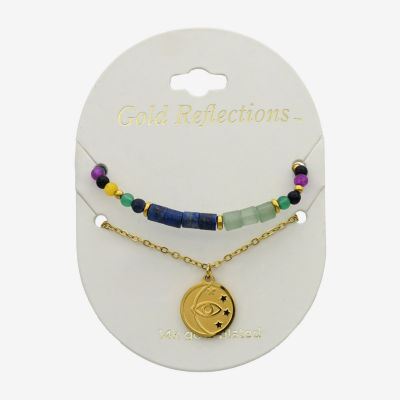 Gold Reflections 2-pc. Lapis 14K Gold Over Brass 16 Inch Bead Evil Eye Necklace Set