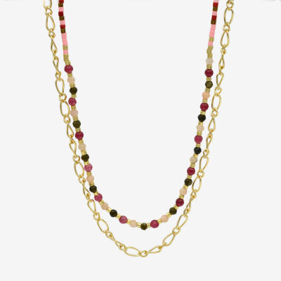 Gold Reflections 2-pc. Topaz 14K Gold Over Brass 16 Inch Bead Necklace Set