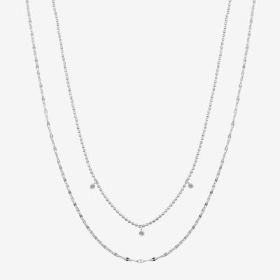 Moda Sport Hypoallergenic Water-Resistant Cubic Zirconia Stainless Steel 16 Inch Bead Chain Necklace